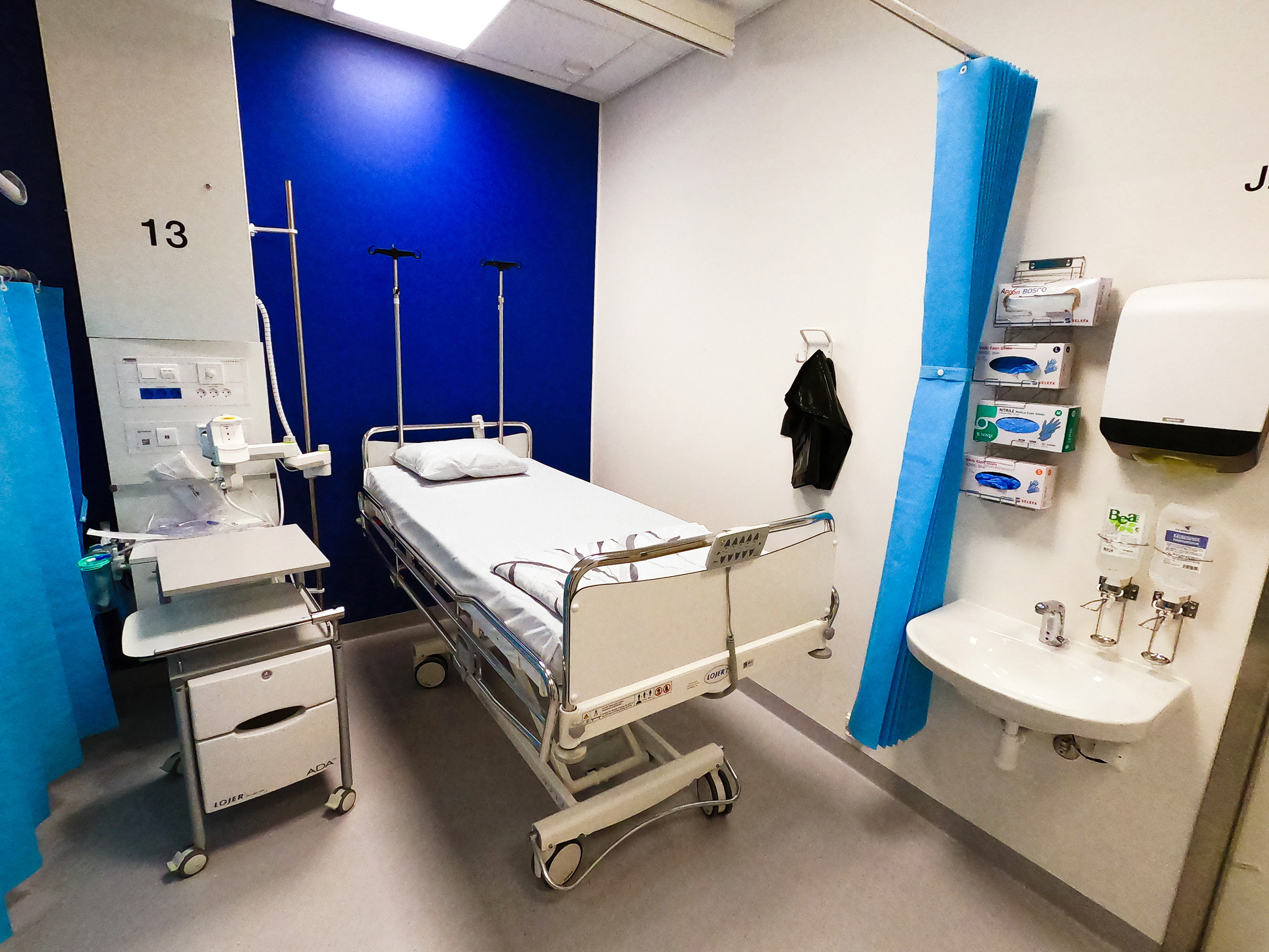Hospital bed in a clinical room